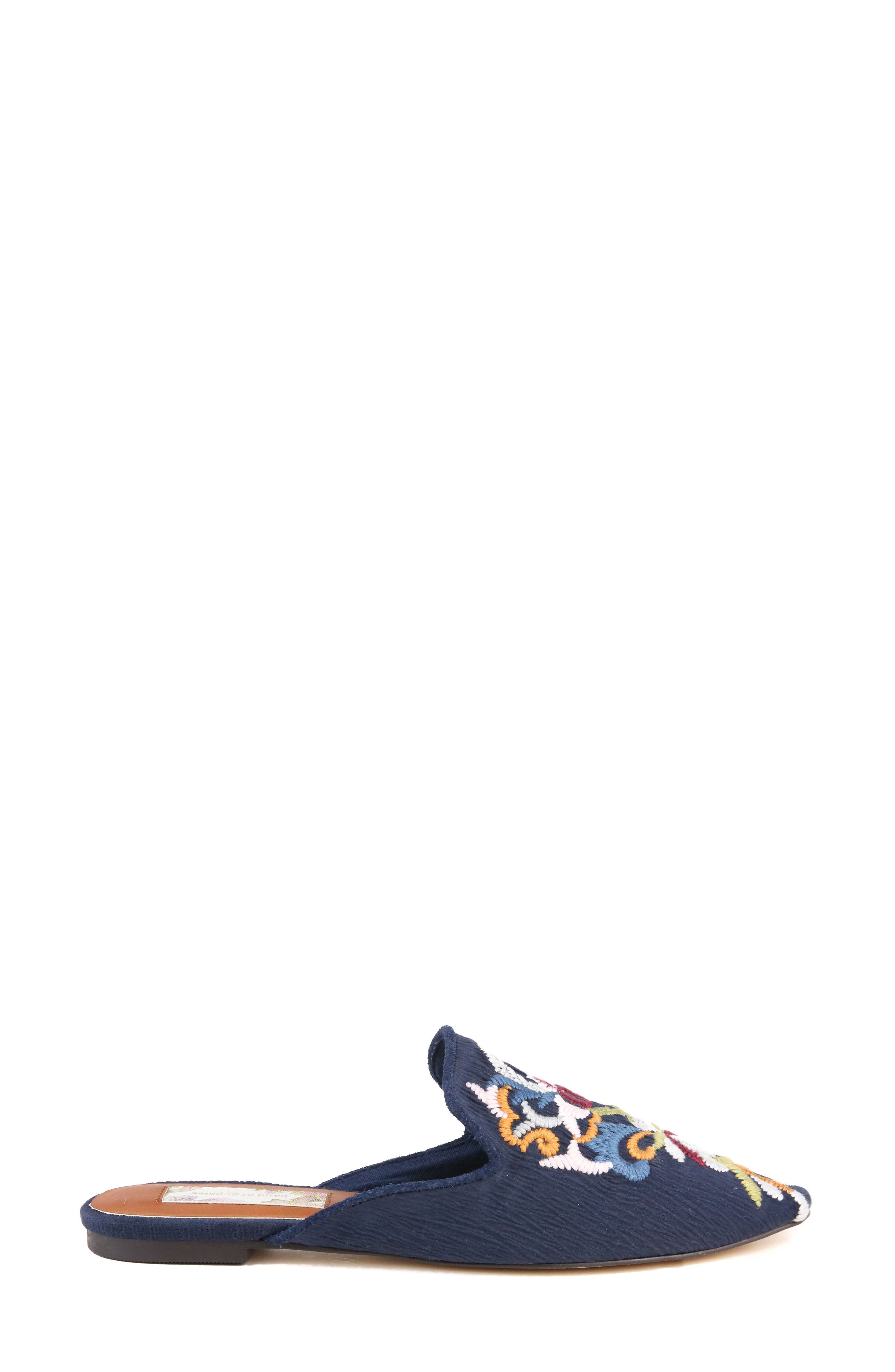 Band of Gypsies Landslide Embroidered Mule Flat, Alternate, color, NAVY CASCADE