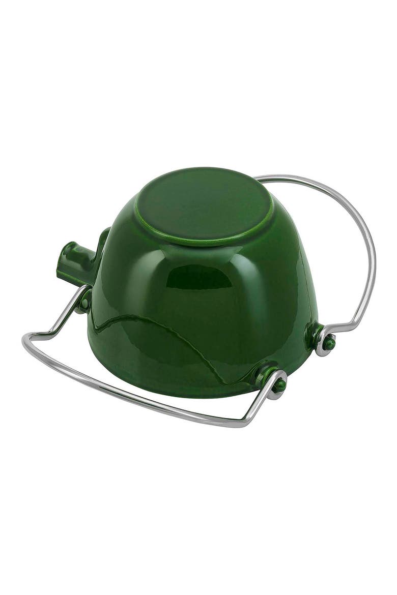 1-Quart Enameled Cast Iron Tea Kettle, Alternate, color, BASIL