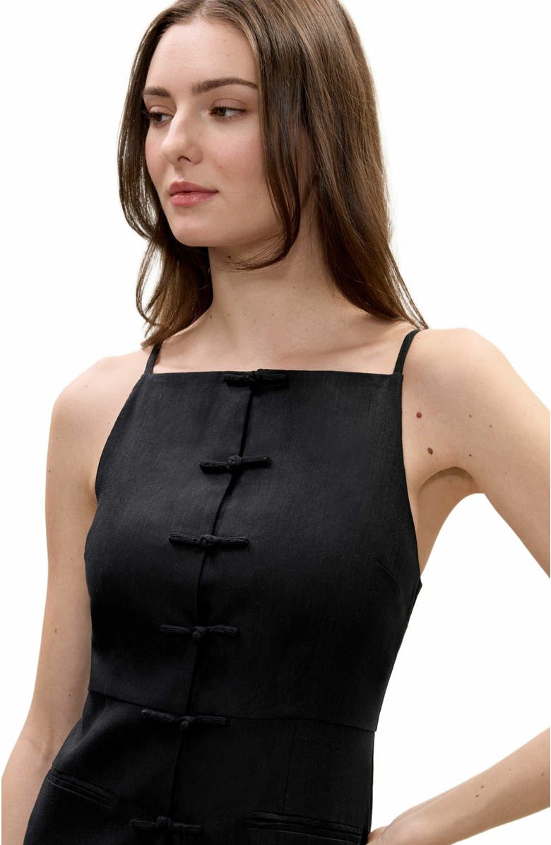 Rebecca Taylor Beatrice Stretch Linen Dress, Alternate, color, Black