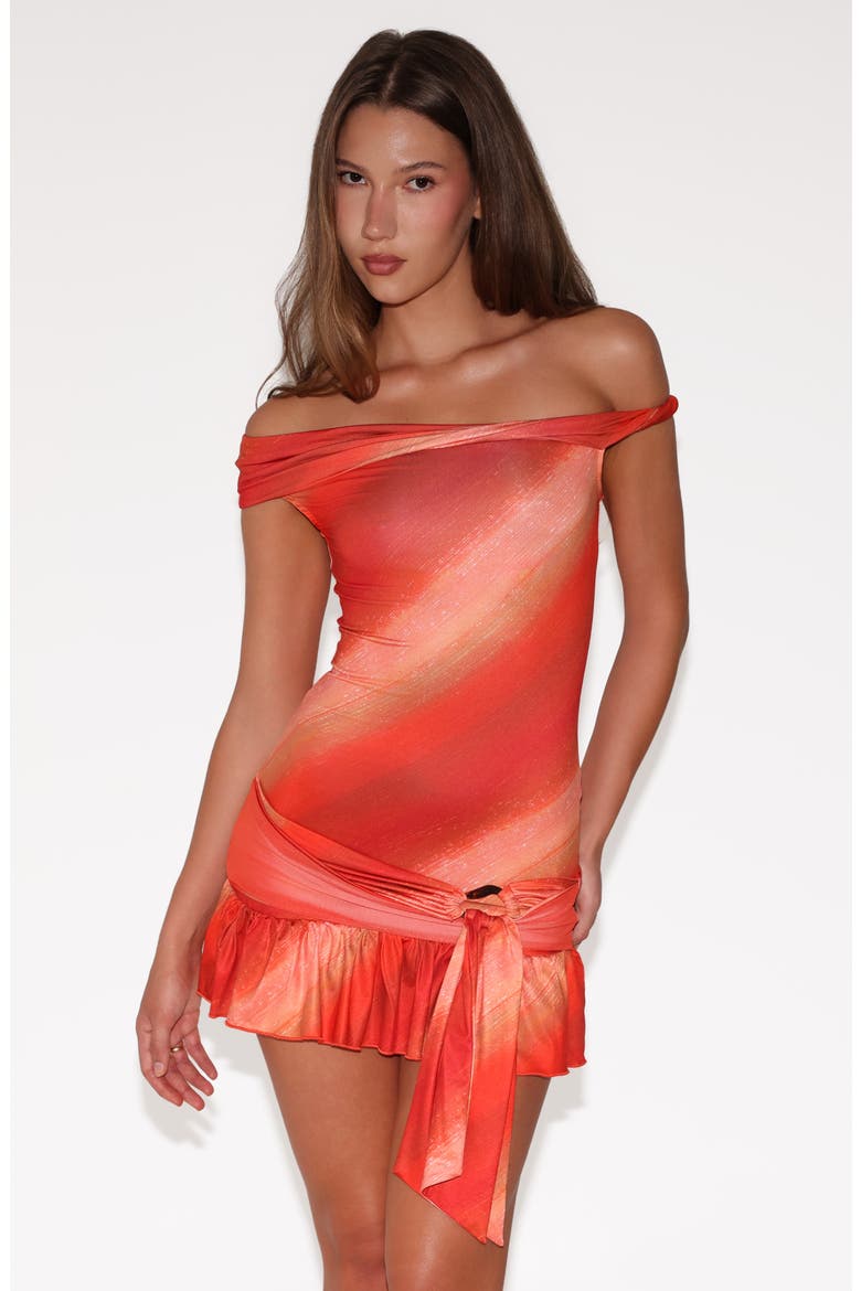 Haelo Off the Shoulder Minidress, Alternate, color, SUNRISE GLITTER STRIPE