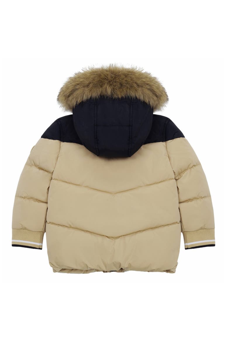 Fleece Lined  Puffer Coat with Removable Trim, Alternate, color, Khaki