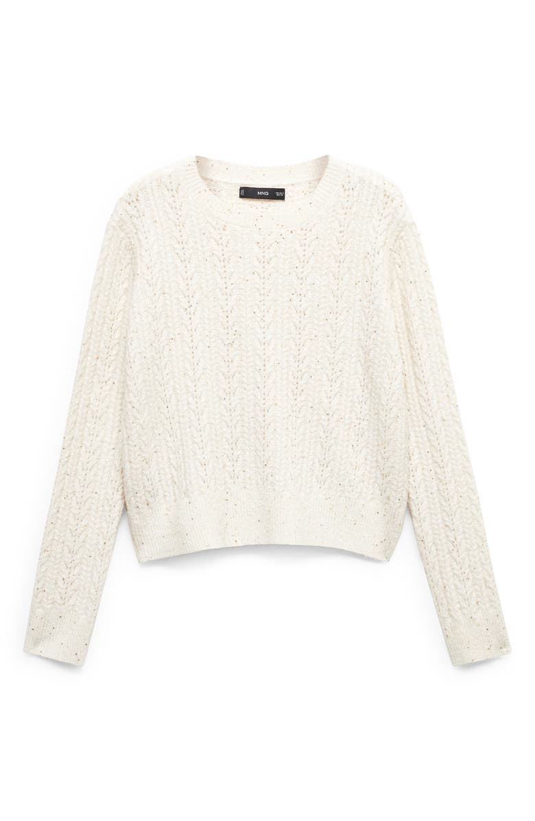 MANGO Paillette Pointelle Crewneck Sweater, Alternate, color, 