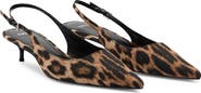 MANGO Leopard Print Pointed Toe Slingback Pump