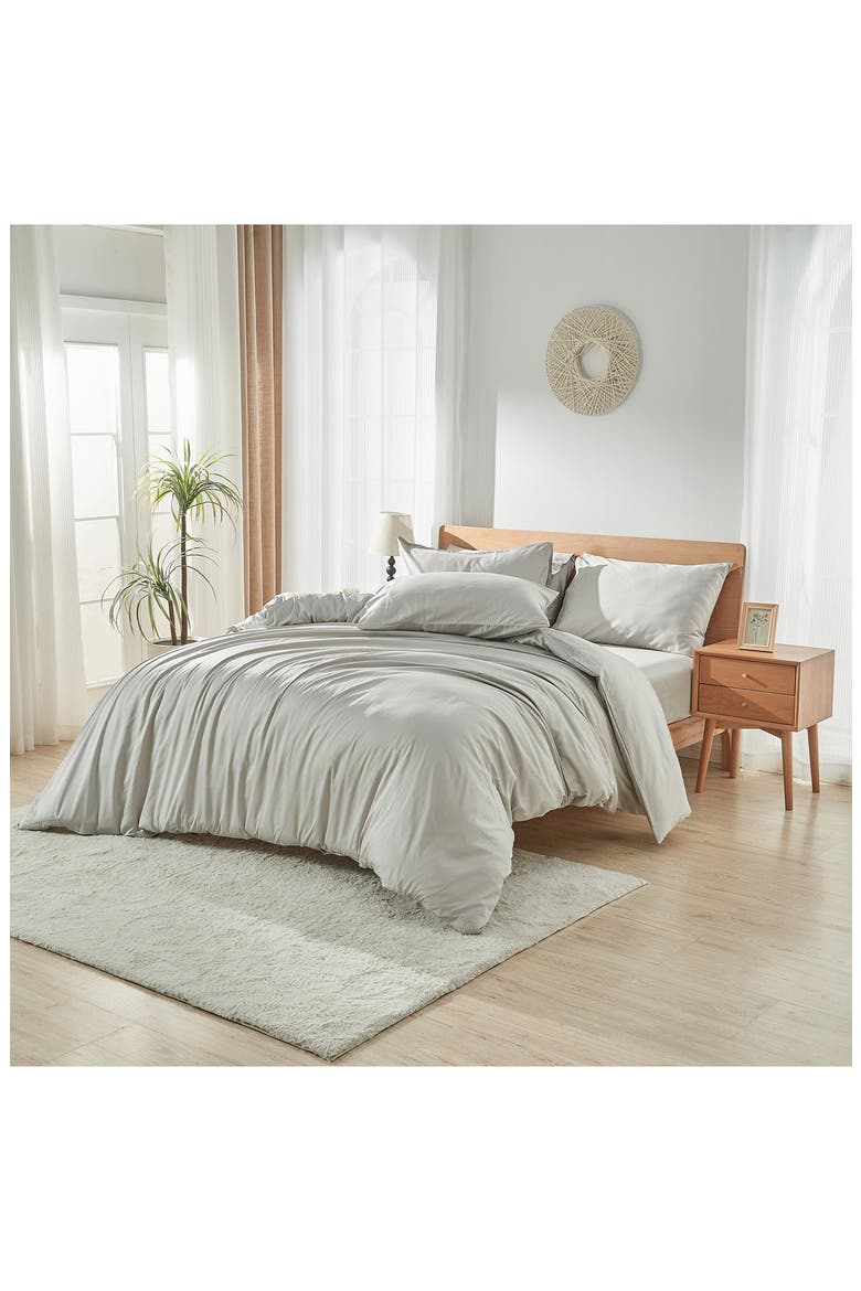 LuxeSoft Organic Cotton Sateen Duvet Cover, Main, color, DOVE