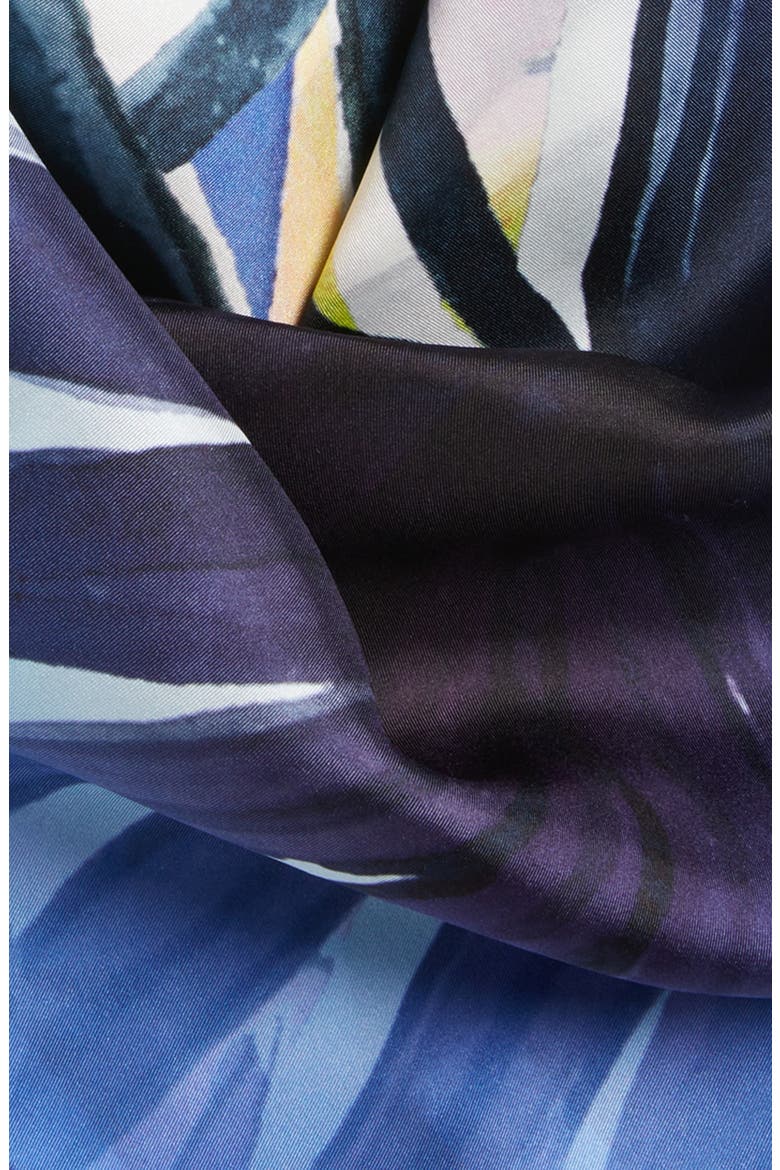 Palm Print Silk Square Scarf, Alternate, color, BLUE PALM