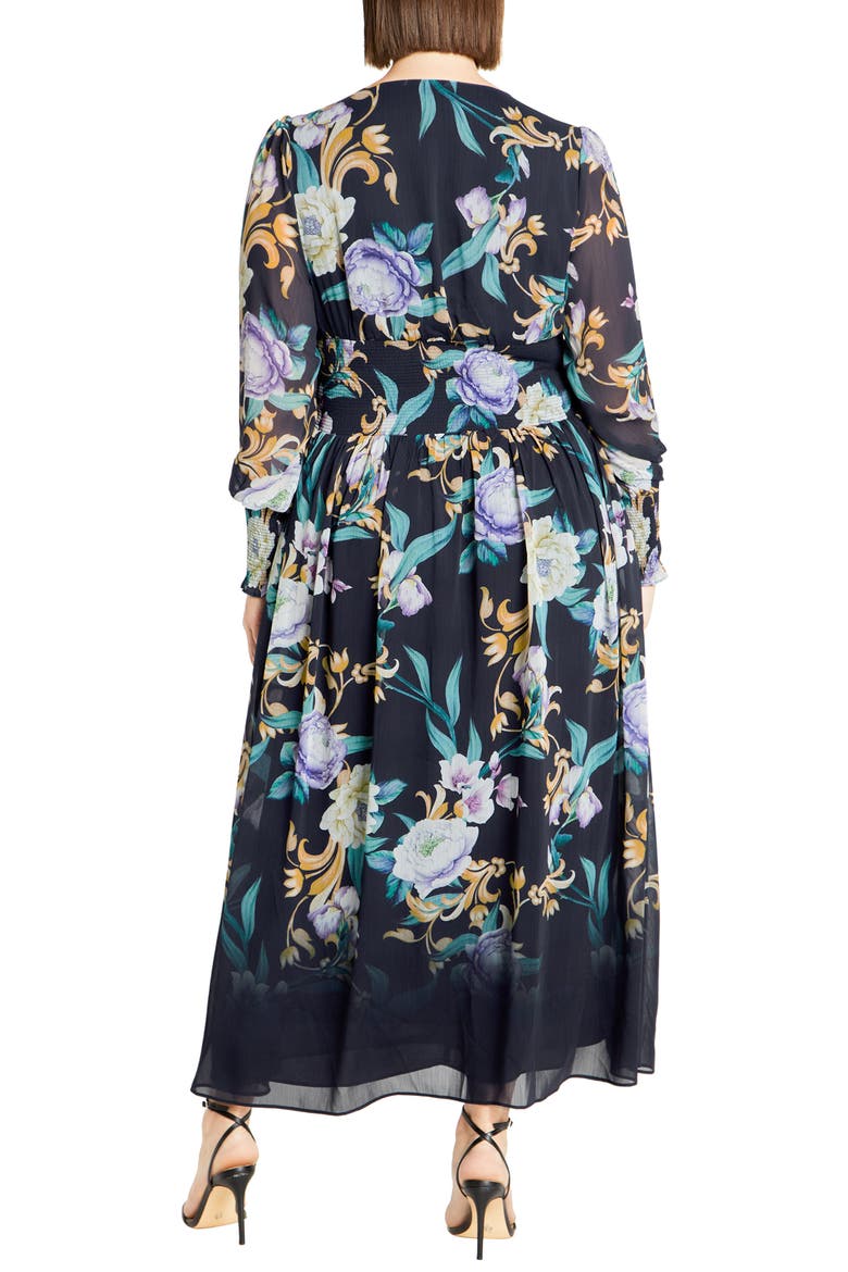 Nadia Floral Print Long Sleeve Maxi Dress, Alternate, color, NAVY FLORAL PRINT