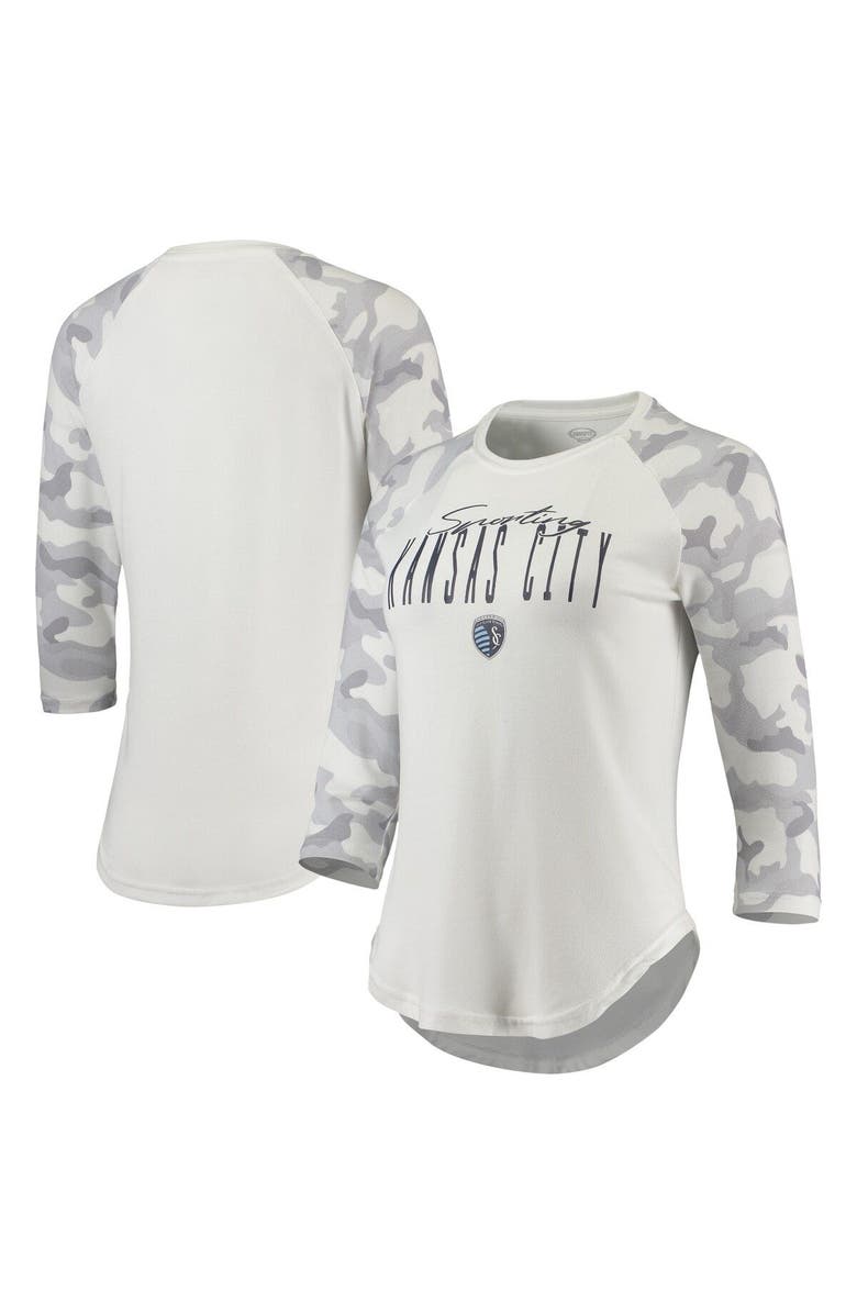 CONCEPTS SPORT Women's Concepts Sport Cream/Gray Sporting Kansas City Composite 3/4-Sleeve Raglan Top, Main, color, 