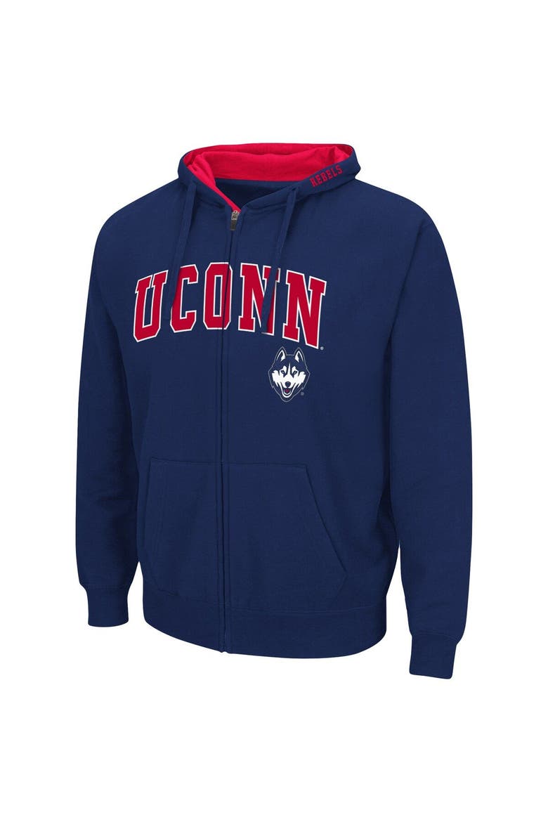 Men's Colosseum Navy UConn Huskies Arch & Logo 3.0 Full-Zip Hoodie, Alternate, color, Navy