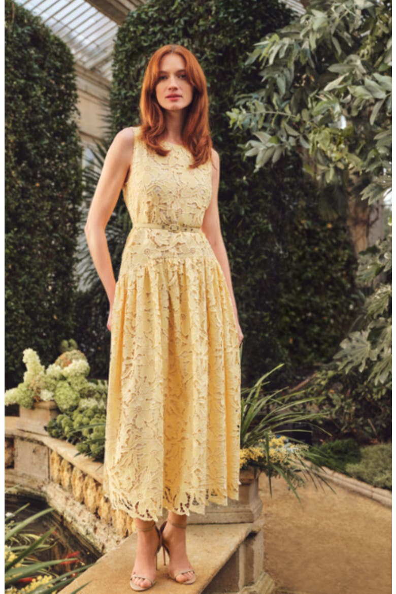 Meli Cutwork Lace Maxi Dress, Alternate, color, CREAMED CORN