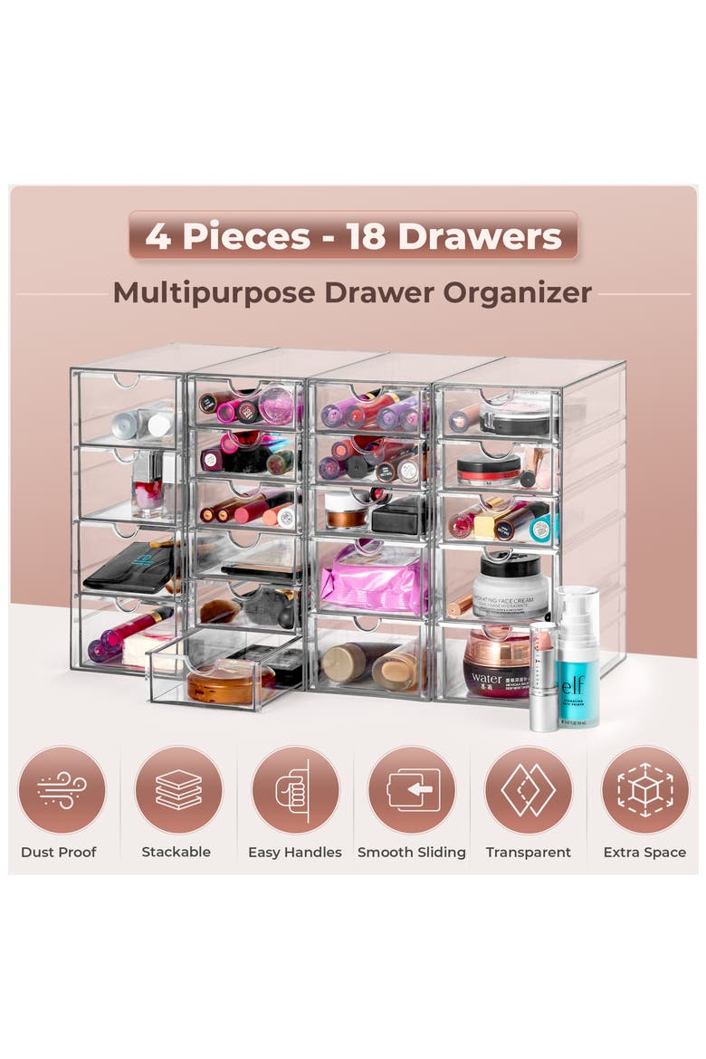20-Drawer Acrylic Organizer, Alternate, color, CLEAR