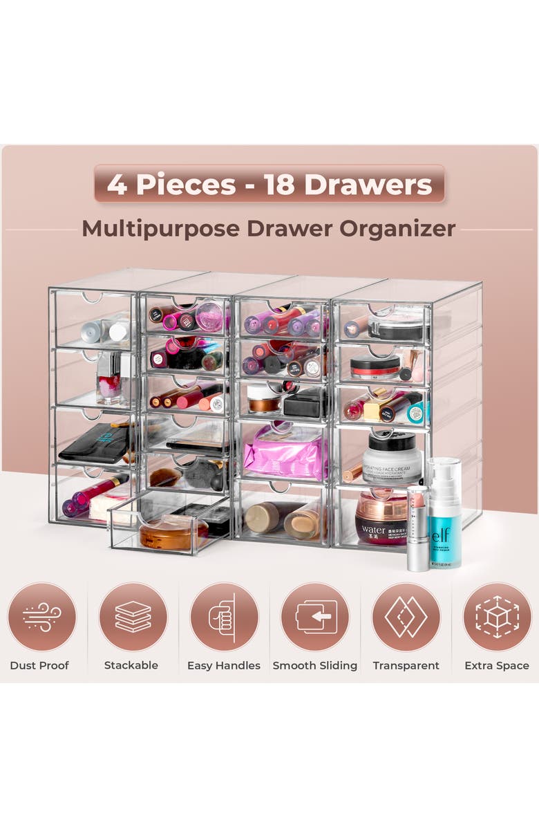 SORBUS 20-Drawer Acrylic Organizer, Alternate, color, Clear