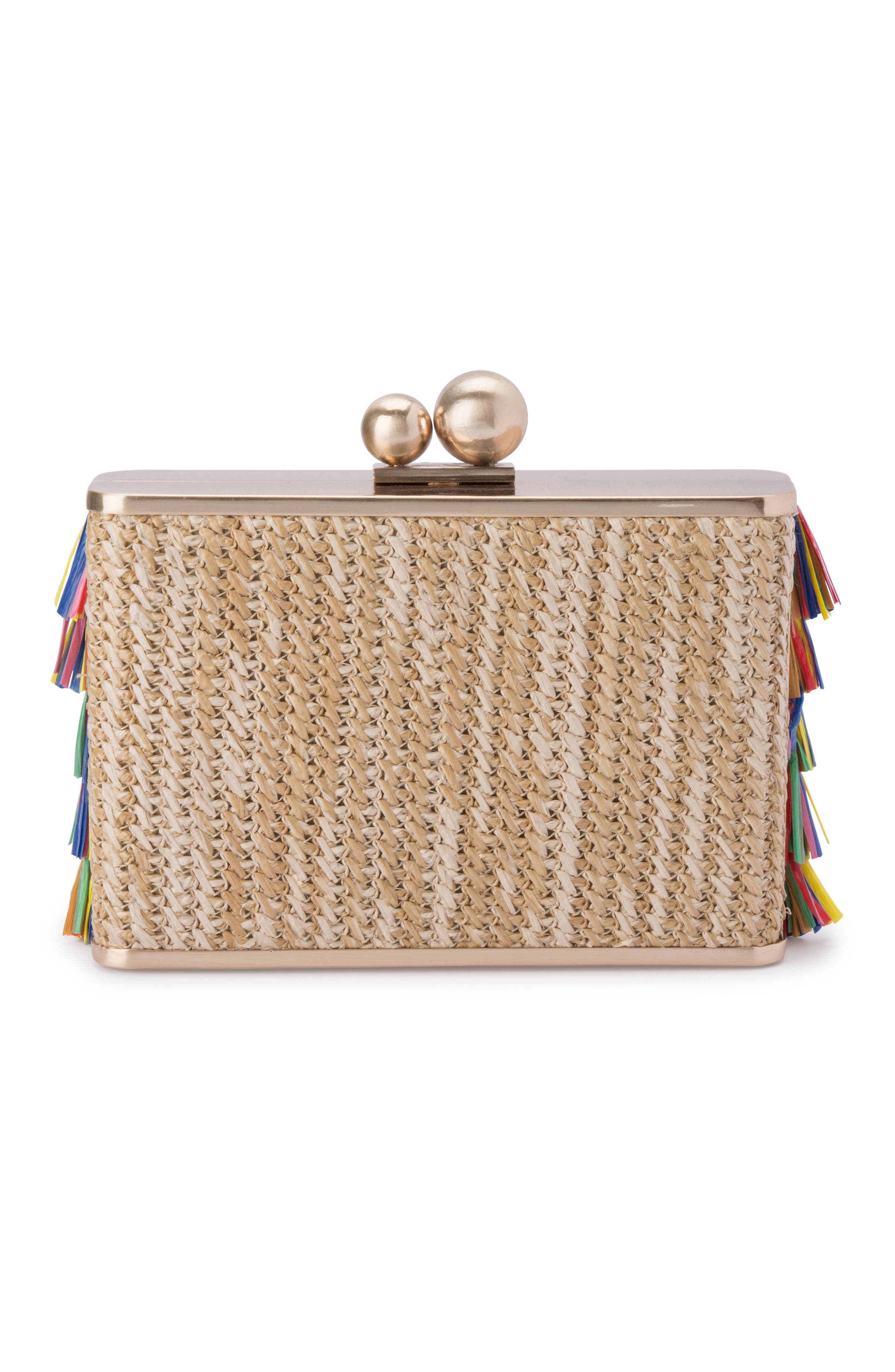 Olga Berg Carlita Carvinale Fringe Clutch, Alternate, color, Multi