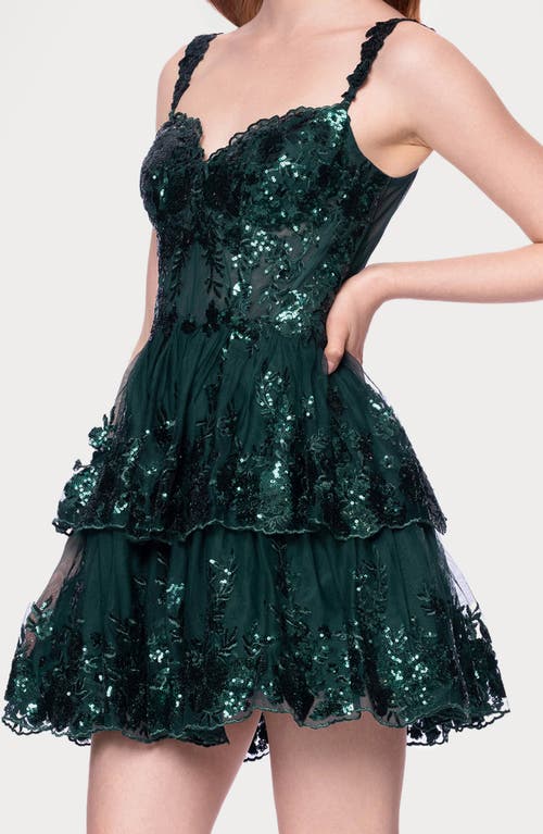 Blondie Nites Sequin Lace Minidress In Green