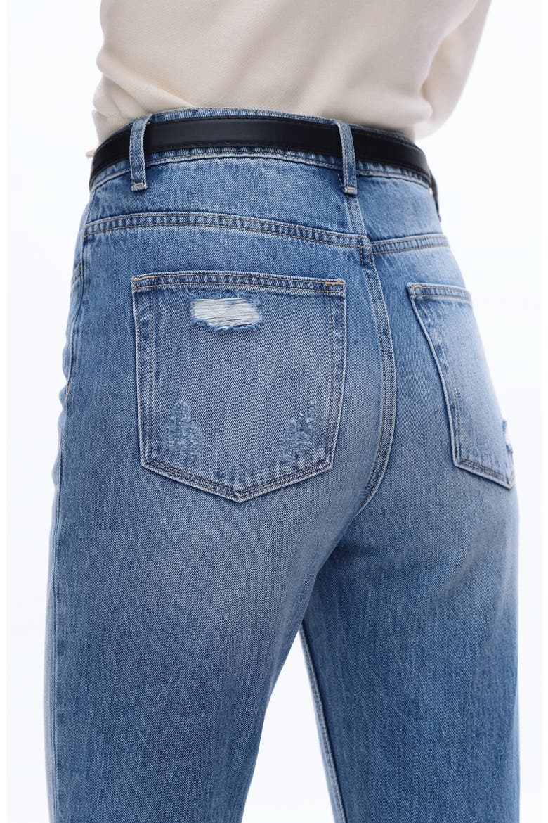 High Waist Straight Leg Ripped Jeans, Alternate, color, GLACIER