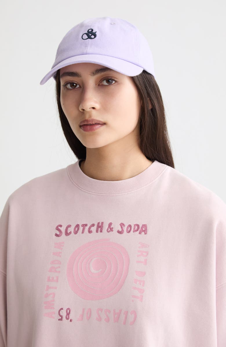 Scotch & Soda Embroidered Oversize Sweatshirt, Alternate, color, Burnished Lilac
