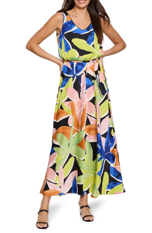 Nic + Zoe Nic+zoe Bianca Mega Blooms Sleeveless Maxi Dress In Green Multi