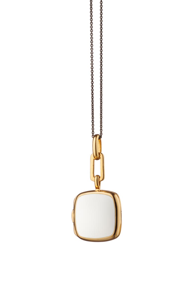 Enamel & 18K Gold Vermeil Locket Necklace, Main, color, GOLD/ WHITE