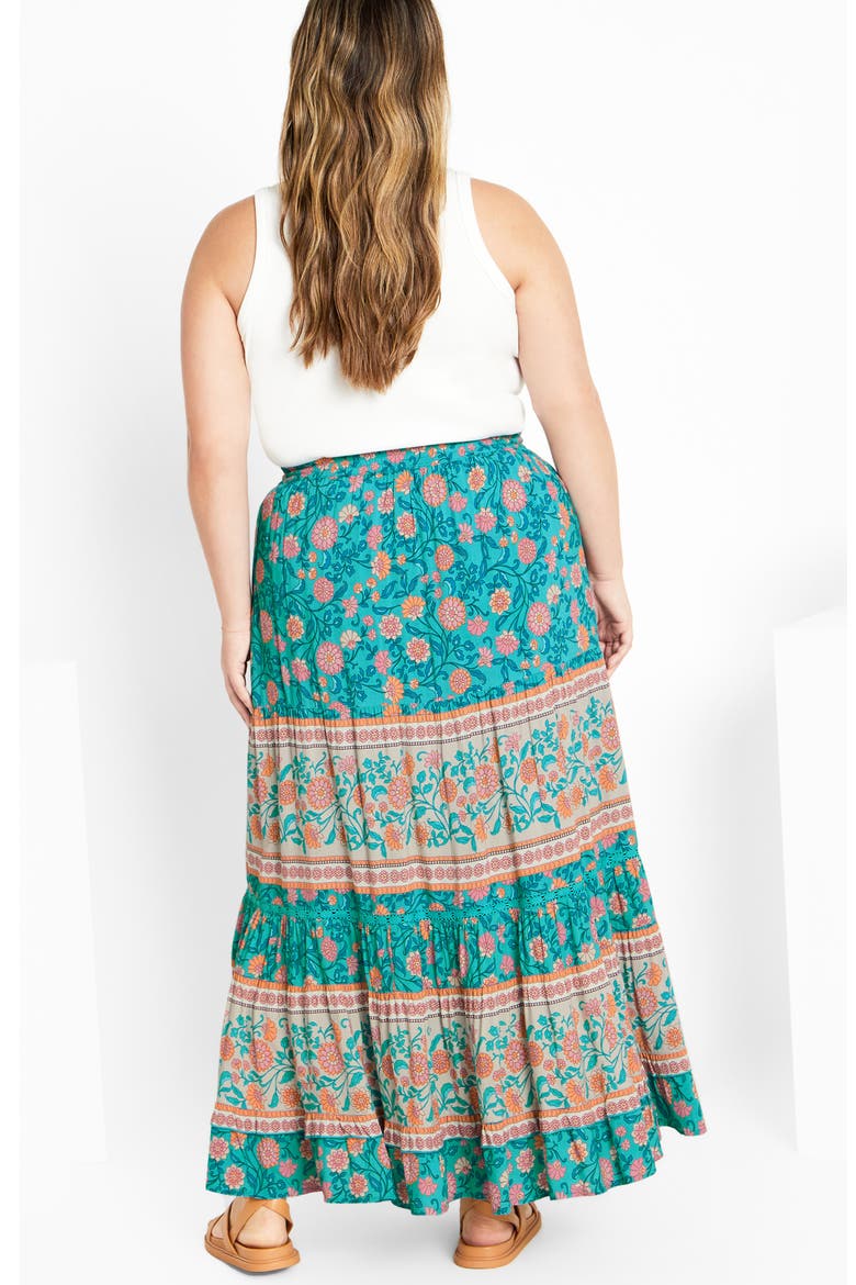 Aurora Print Maxi Skirt, Alternate, color, TURQUOISE