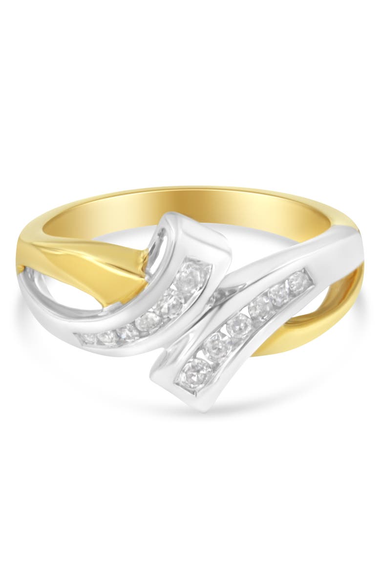 10K Two Toned Channel-Set 1/4 cttw Diamond Bypass Ring, Main, color, Yellow