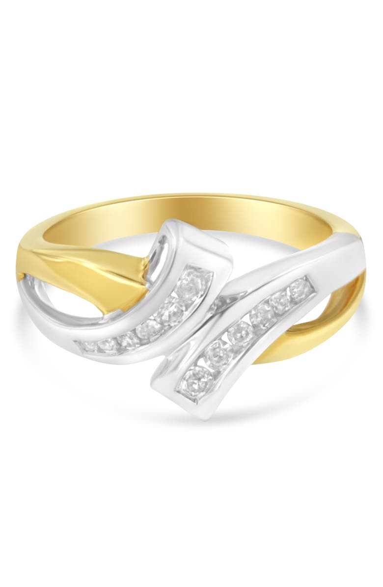 Haus of Brilliance 10K Two Toned Channel-Set 1/4 cttw Diamond Bypass Ring, Main, color, Yellow