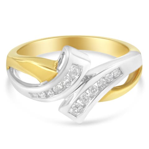10K Two Toned Channel-Set 1/4 cttw Diamond Bypass Ring