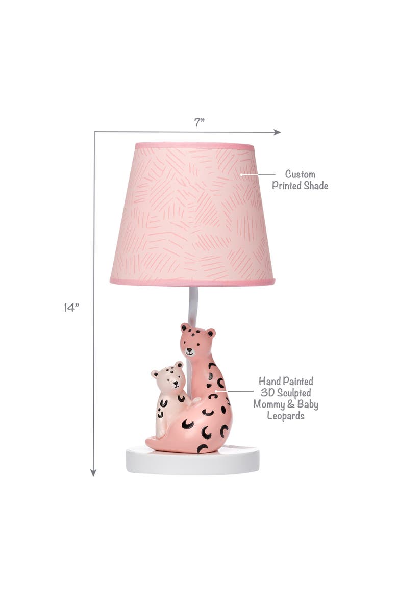 Lambs & Ivy Enchanted Safari Leopard Lamp with Shade & Bulb, Alternate, color, Coral