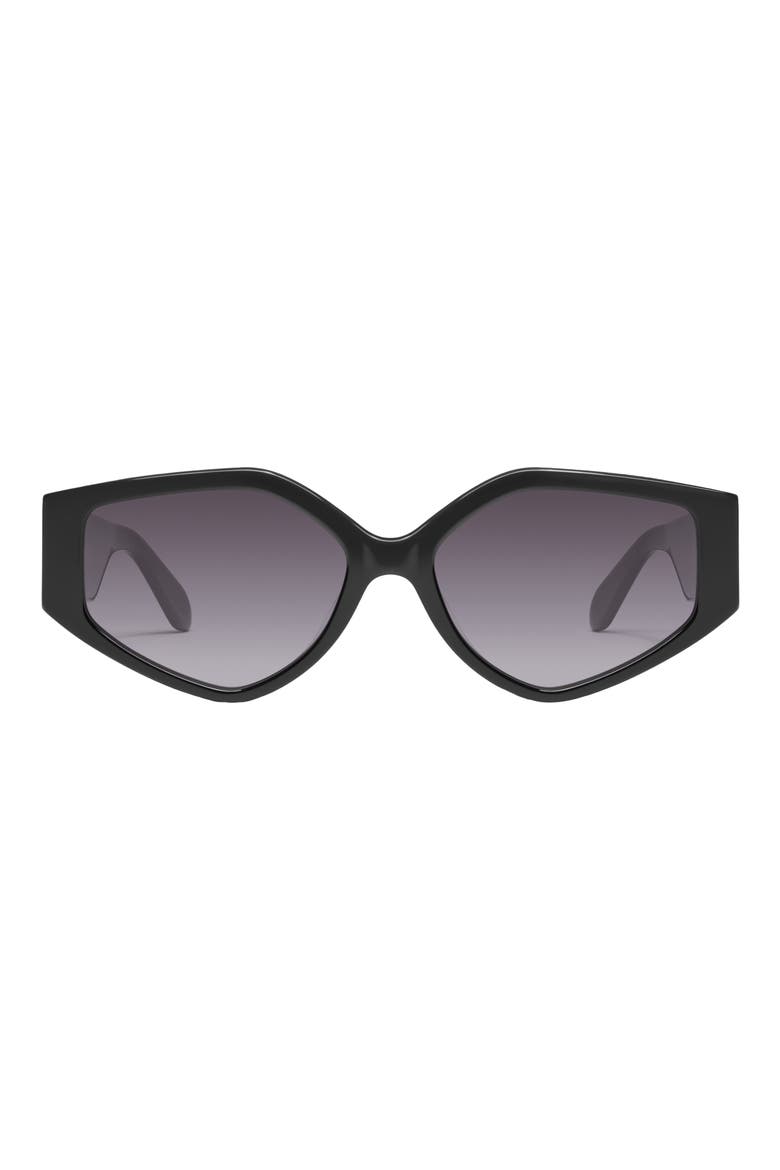 Hot Gossip 57mm Cat Eye Gradient Sunglasses, Main, color, BLACK / SMOKE