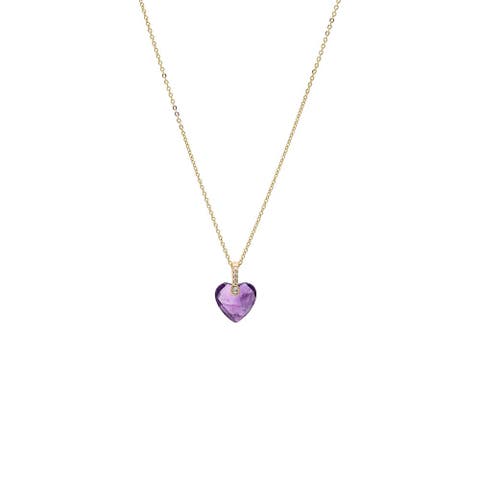 Pave Natural Stone Heart Pendant Necklace