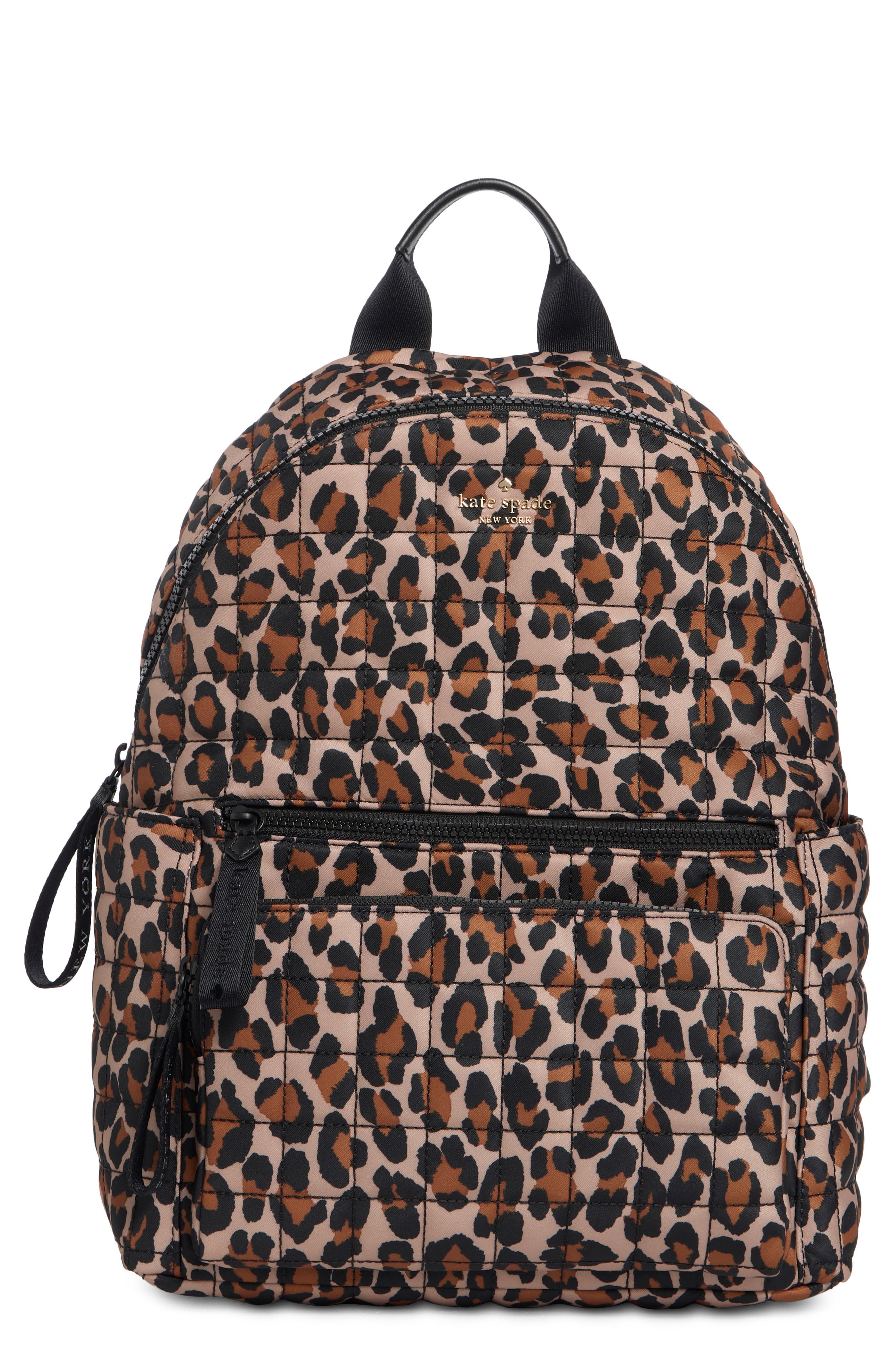 Kate Spade New York camden quilted large leopard backpack