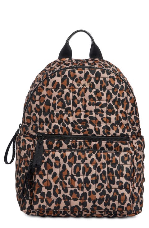 camden quilted large leopard backpack