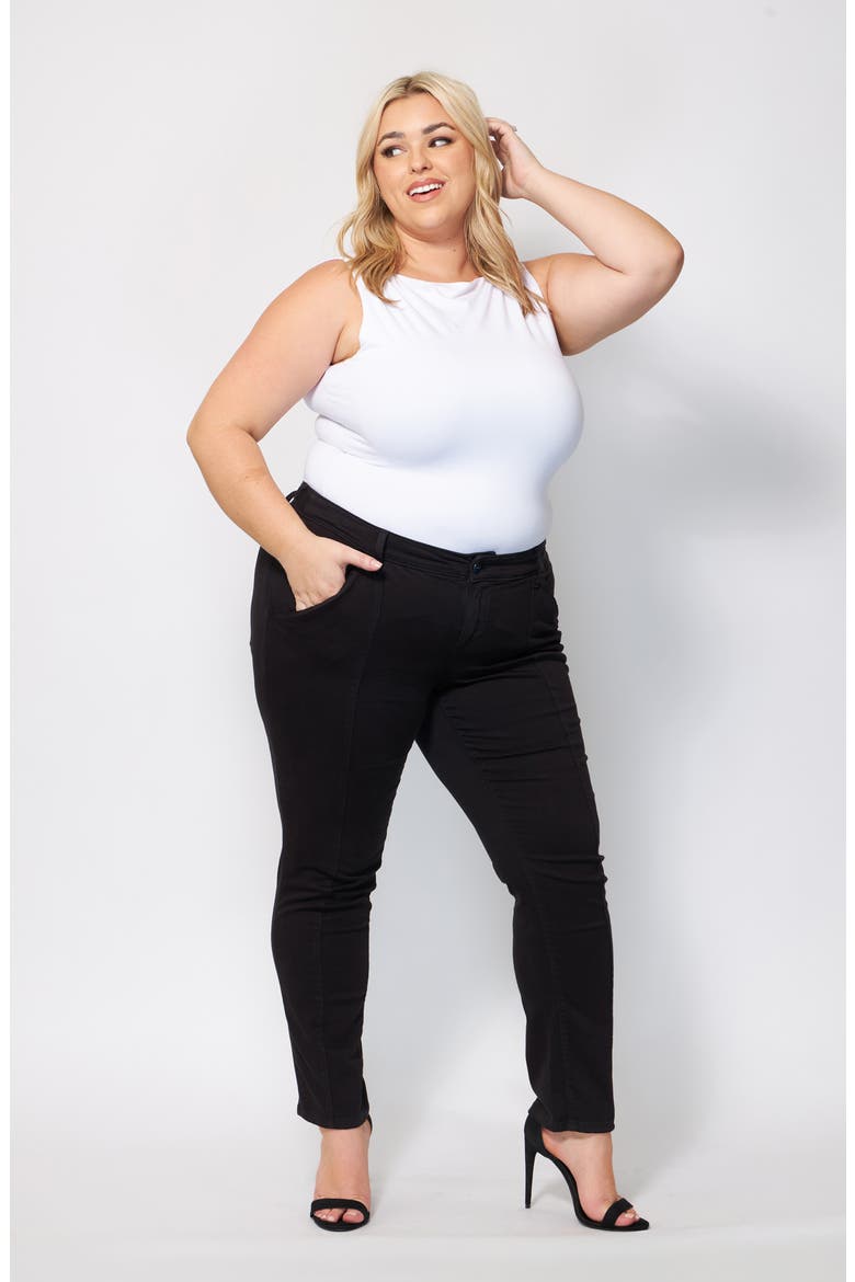 Mid Rise Cigarette Leg Jeans, Alternate, color, BLACK