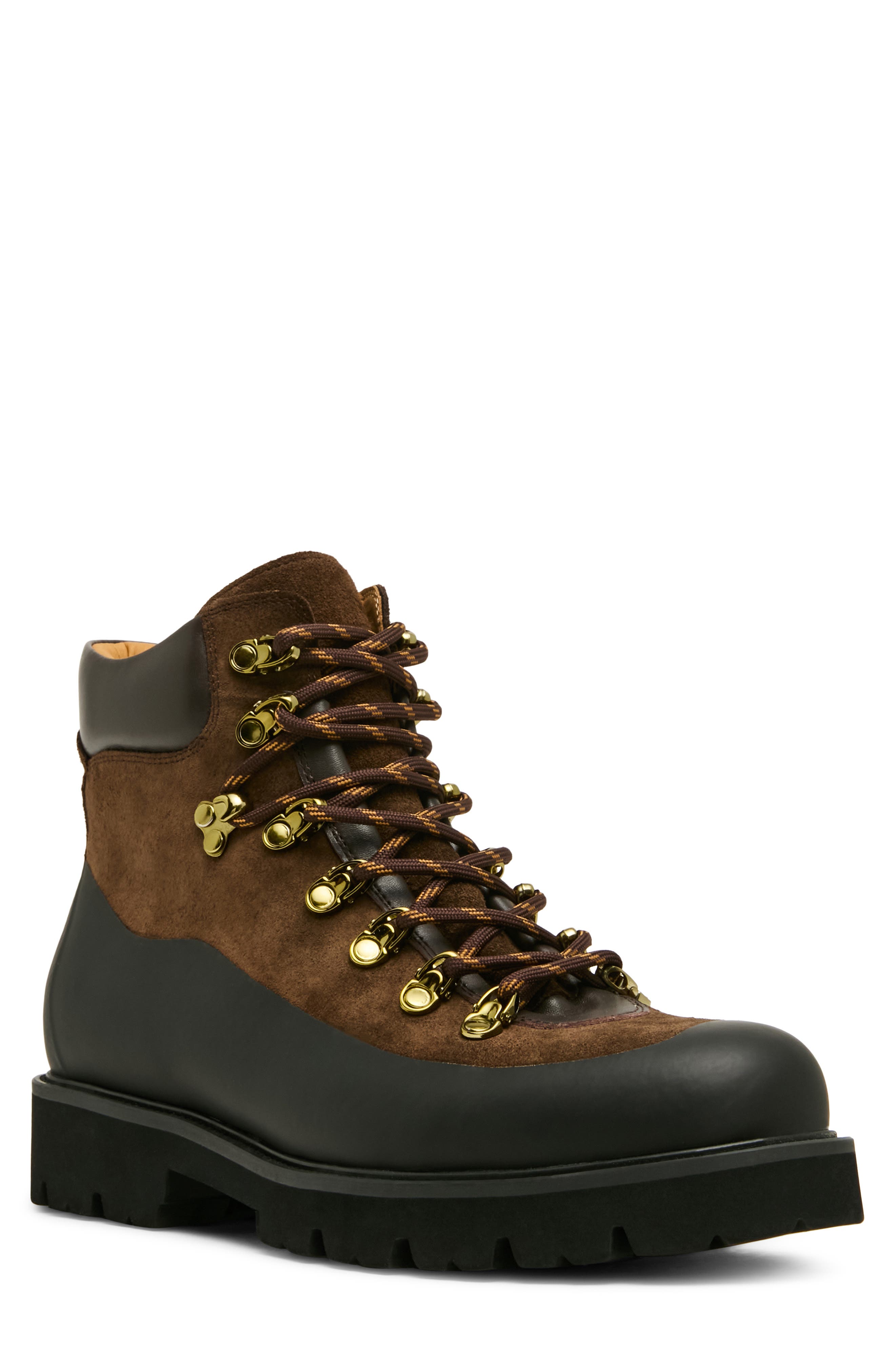 Garno Leather & Suede Lace Up Boot, Main, color, BRWON SUEDE