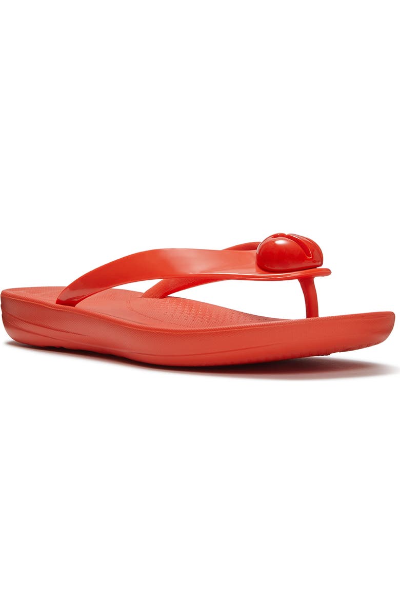 FitFlop Iqushion Glossy Flip-Flops, Main, color, Cherry Tomato