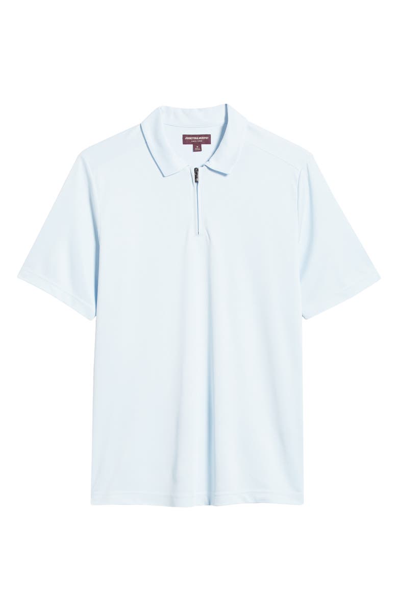 Johnston & Murphy Bird's Eye Quarter Zip Polo, Alternate, color, Light Blue