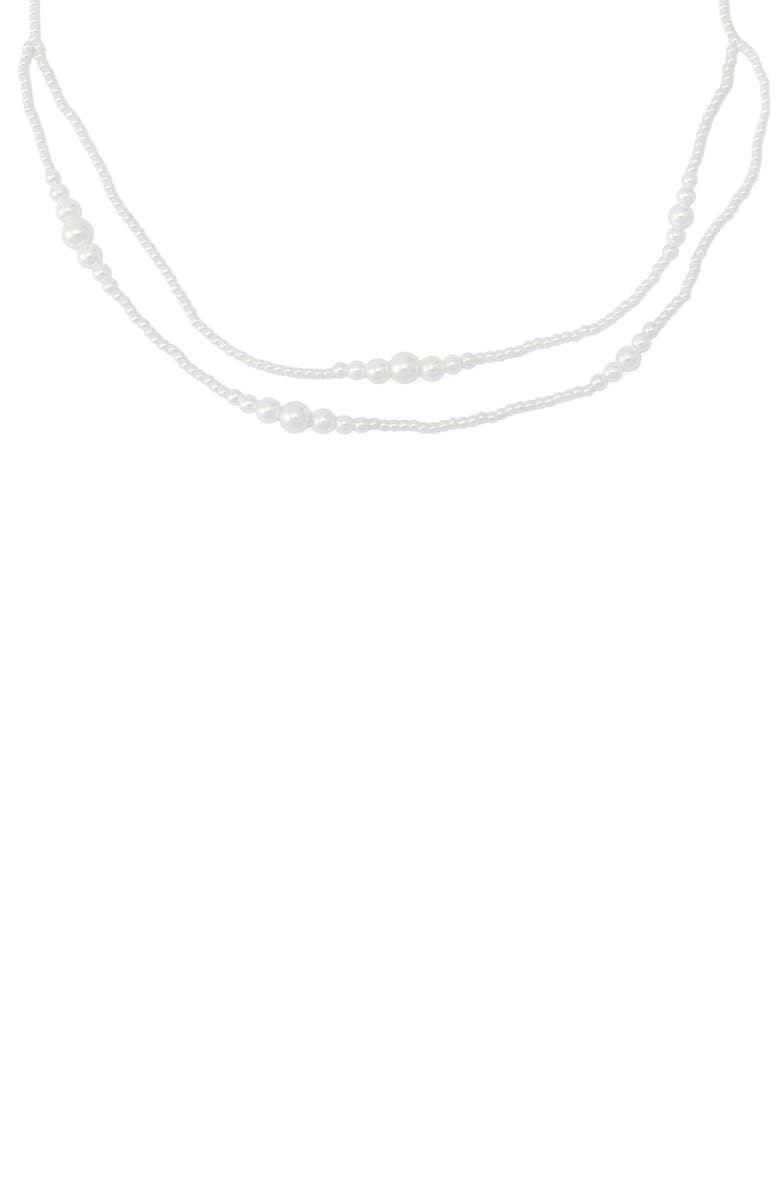 AllSaints Faux Pearl Layered Necklace, Main, color, Gold/ Pearl