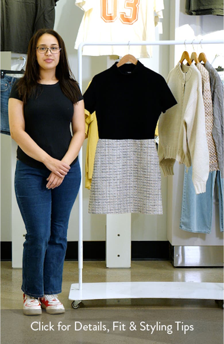 Short Sleeve Combo Tweed Dress, sales video thumbnail