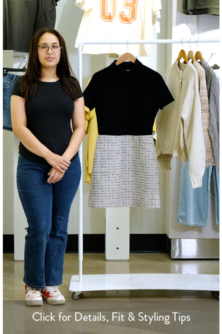 Short Sleeve Combo Tweed Dress video