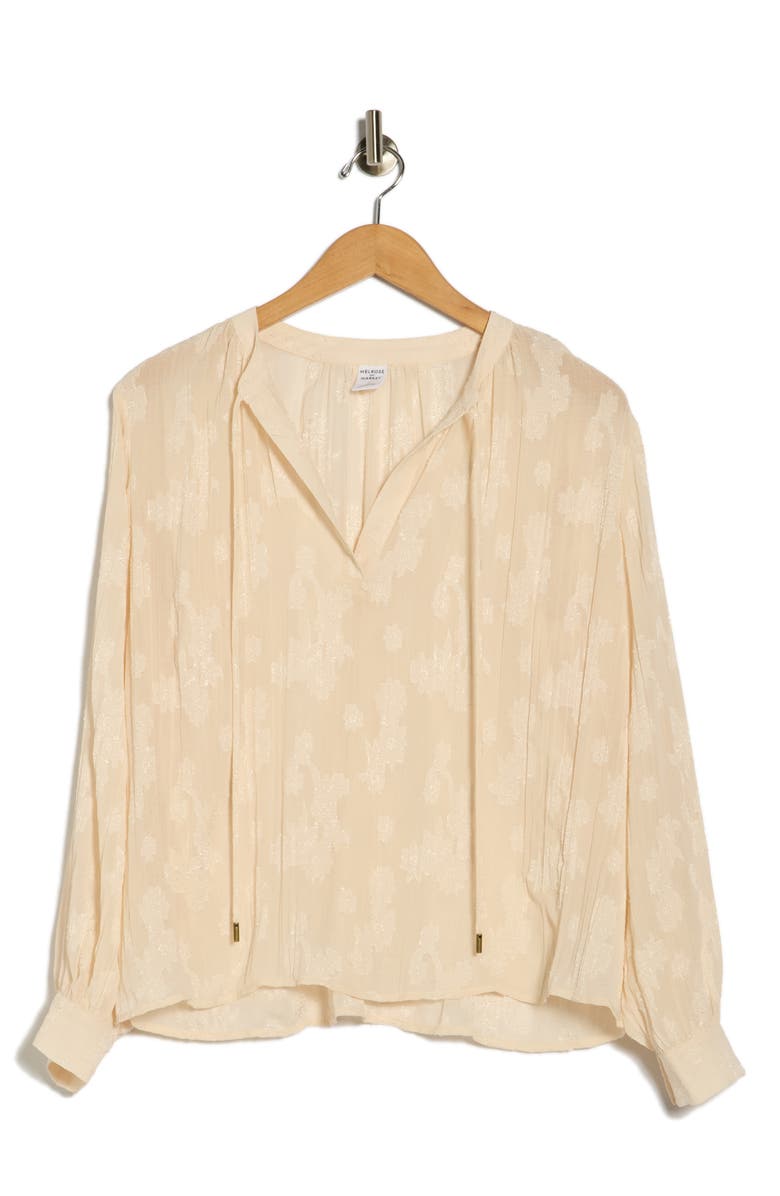 Melrose and Market Jacquard Boho Top, Alternate, color, Ivory Dove