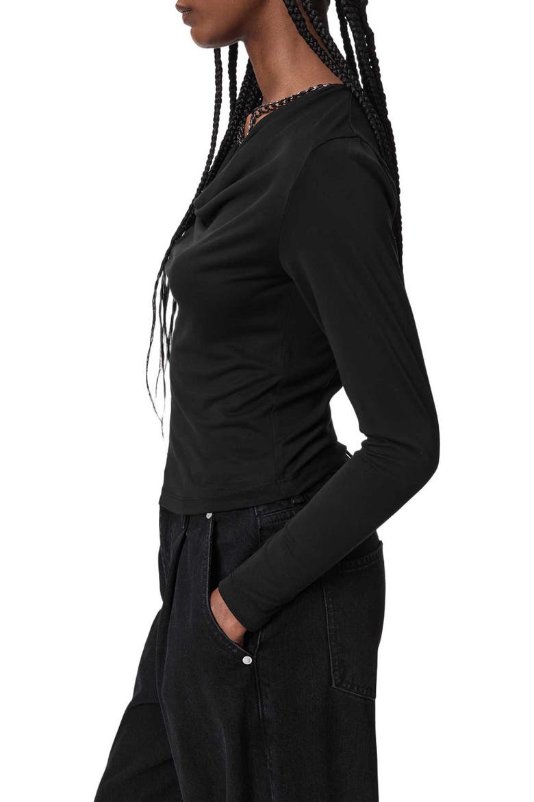 Hallie Long Sleeve Cowl Neck Top, Alternate, color, BLACK