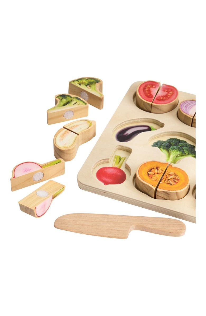 Kaplan Early Learning Company Wooden Slice 
Match Vegetable Puzzle, Alternate, color, Beige