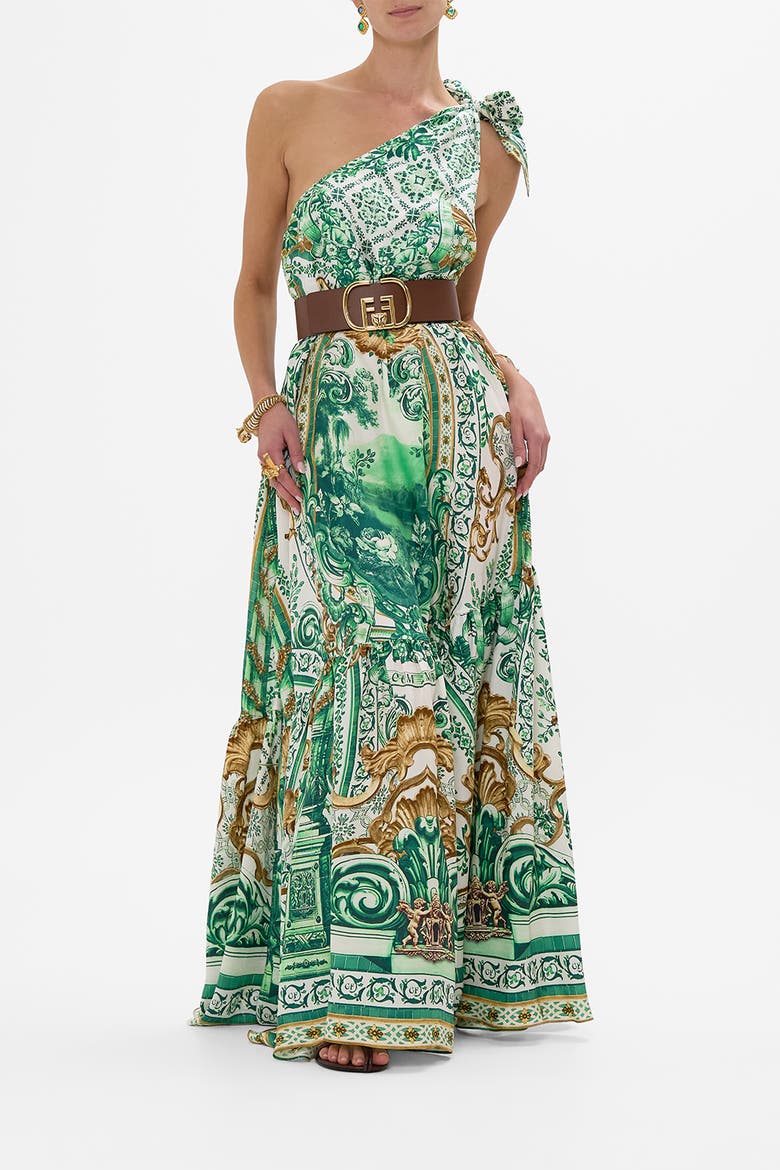 Tie One Shoulder Dress Corridor Of Calm, Alternate, color, Corridor Of Calm