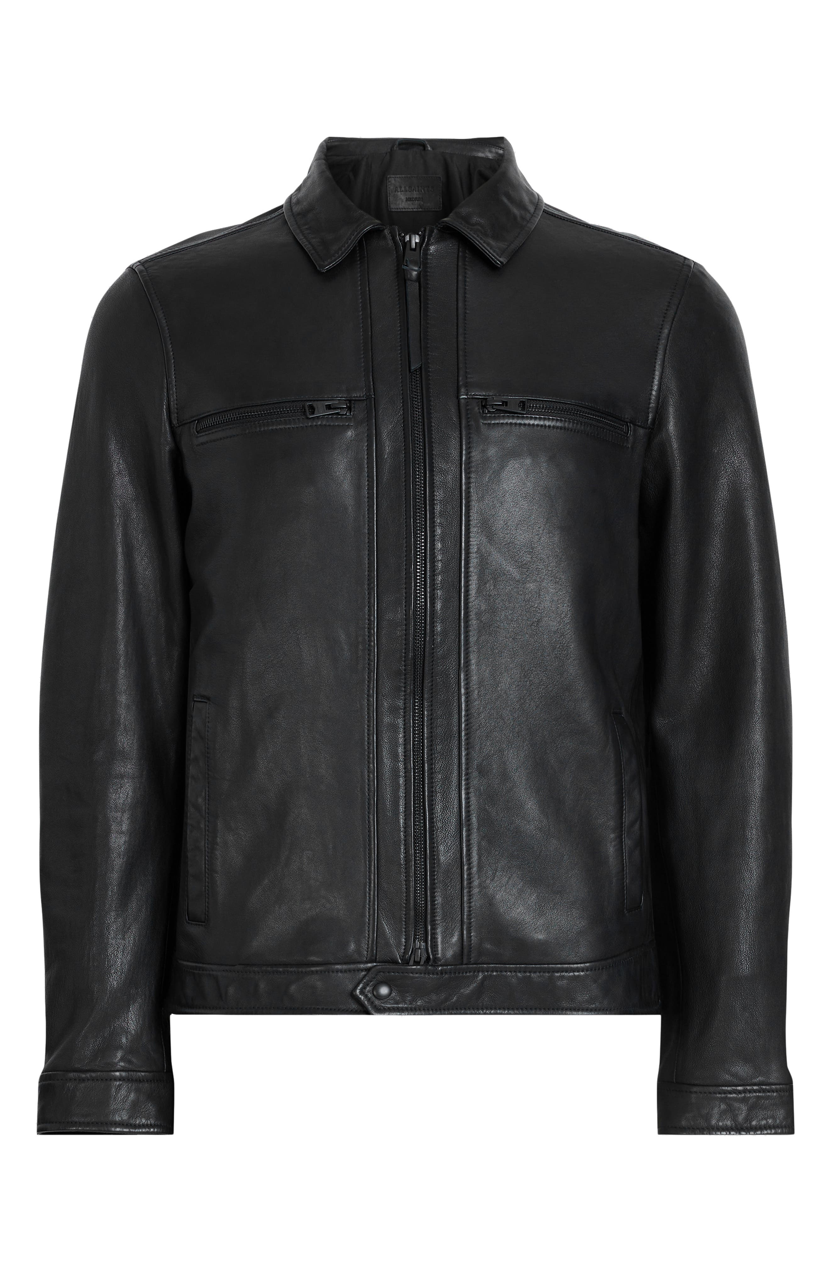 AllSaints Luck Slim Fit Leather Jacket — фото 5