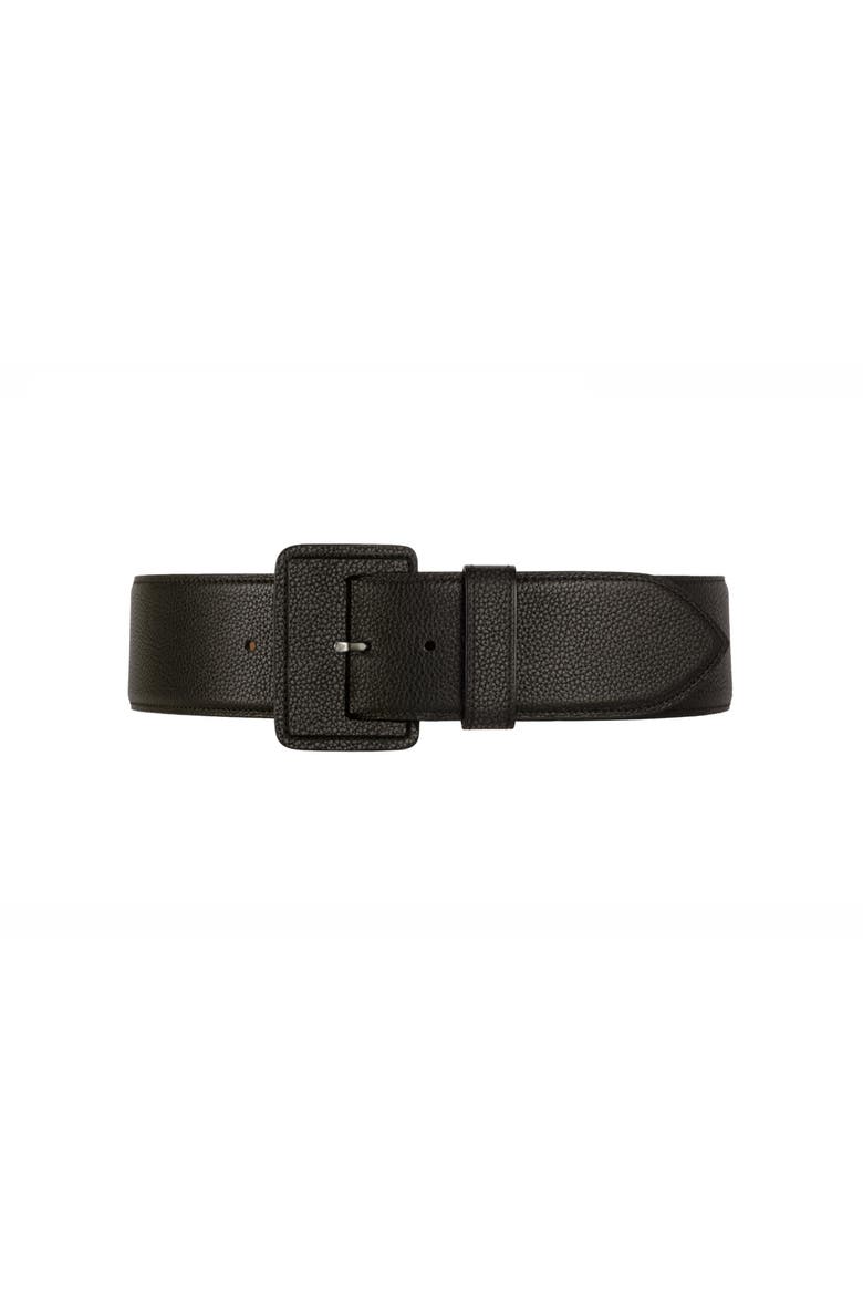 La Merveilleuse Leather Buckle Belt, Main, color, Black