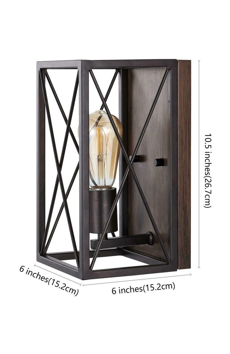 JONATHAN Y Norris 1-Light Farmhouse Rustic Iron LED Sconce, Alternate, color, Oil Rubbed Bronze