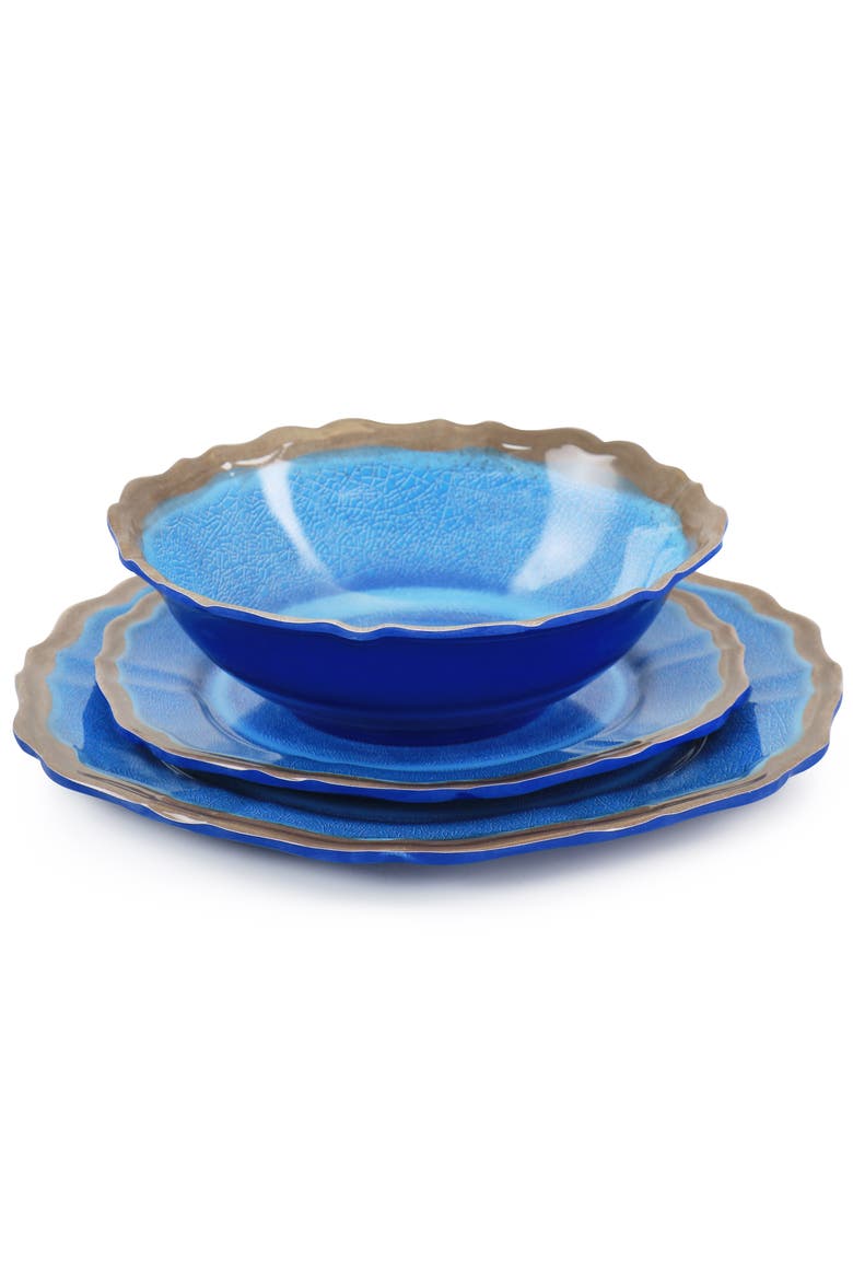 Roma 12 Piece Melamine Dinnerware Set, Alternate, color, Blue