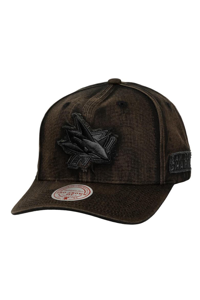 Men's Mitchell & Ness  Black San Jose Sharks Downtown Snow Wash Pro-Crown Adjustable Hat, Main, color, Black
