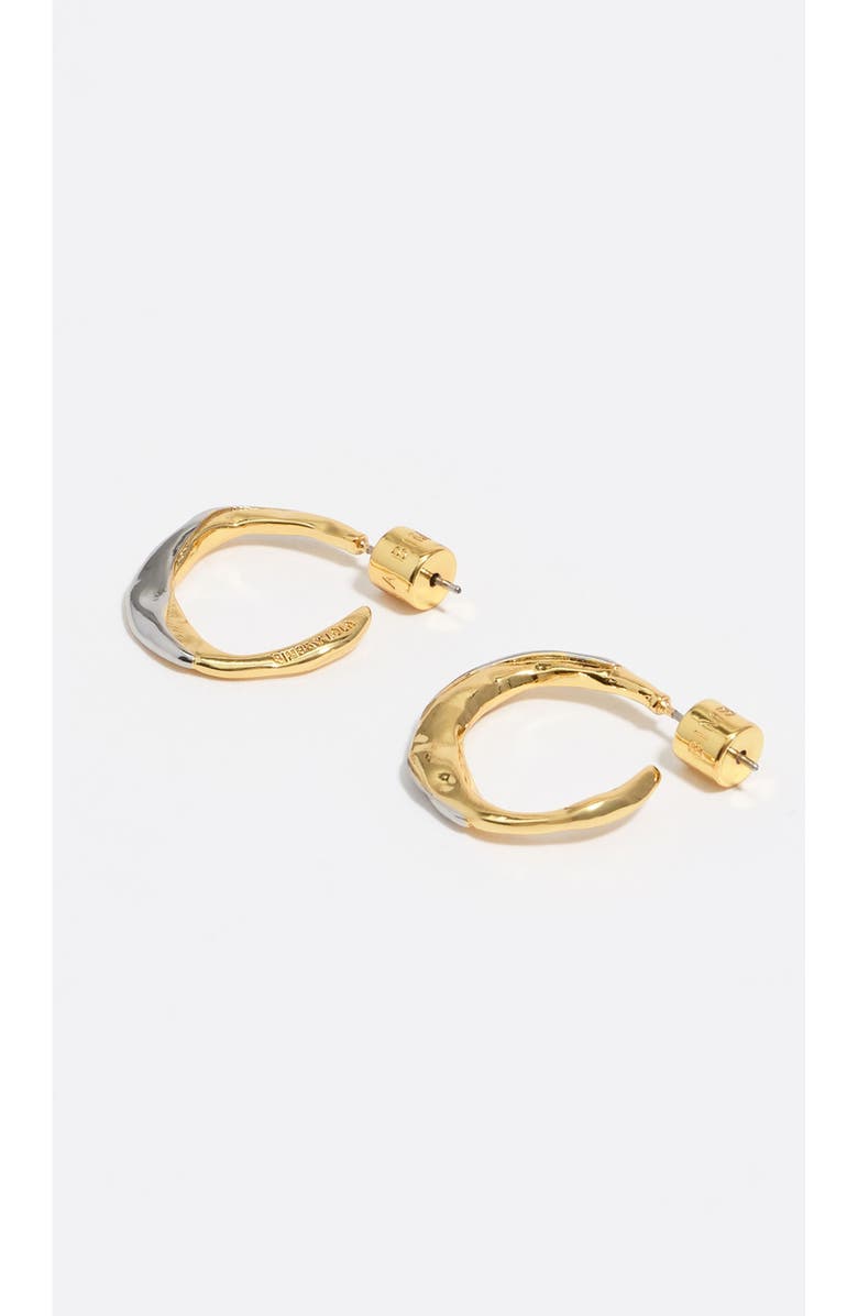 Bimba y Lola Two-Tone Textured Mini Hoop Earrings, Alternate, color, Gold