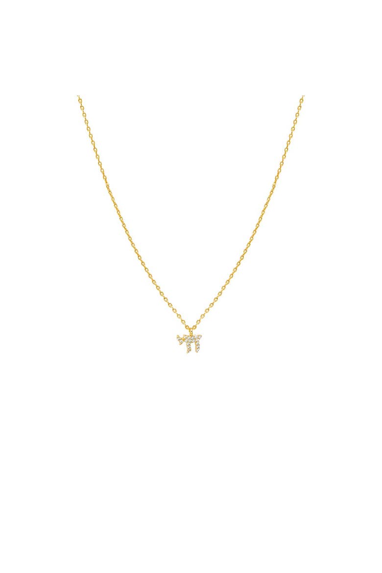 Mini Pave Chai Pendant Necklace, Main, color, Gold