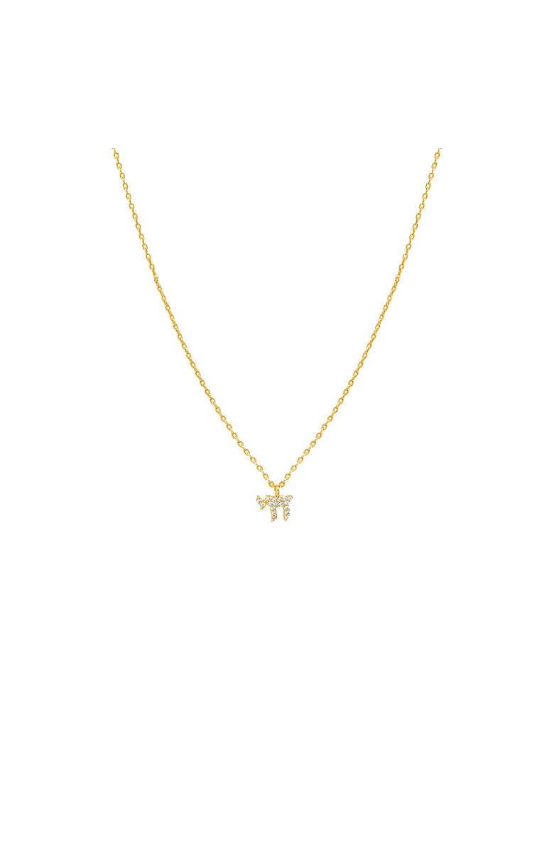 BY ADINA EDEN Mini Pave Chai Pendant Necklace, Main, color, Gold