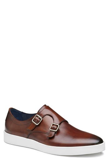 Johnston & Murphy Collection Bolivar Monk Strap Shoe In Brown Italian Calfskin